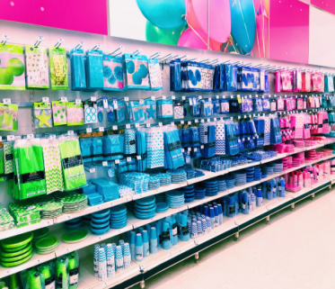 Products arranged on a planogram shelf