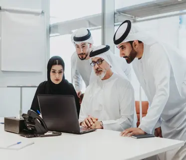 Business team collaborating in an office