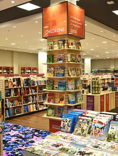 Inside a Borders bookstore